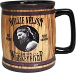 Willie Nelson- Barrel "Whiskey River" Mug