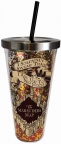 Harry Potter- Marauder's Map Glitter Cup w/ Straw