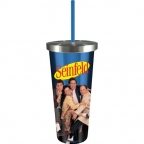 Seinfeld Cast Stainless Steel Cup + Straw