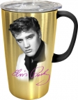 Elvis Gold Stainless Steel Travel Mug + Handle