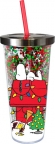 Peanuts- Snoopy Christmas Glitter Cup + Straw