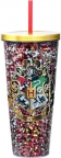 Harry Potter- Hogwarts Crest Glitter Cup + Straw