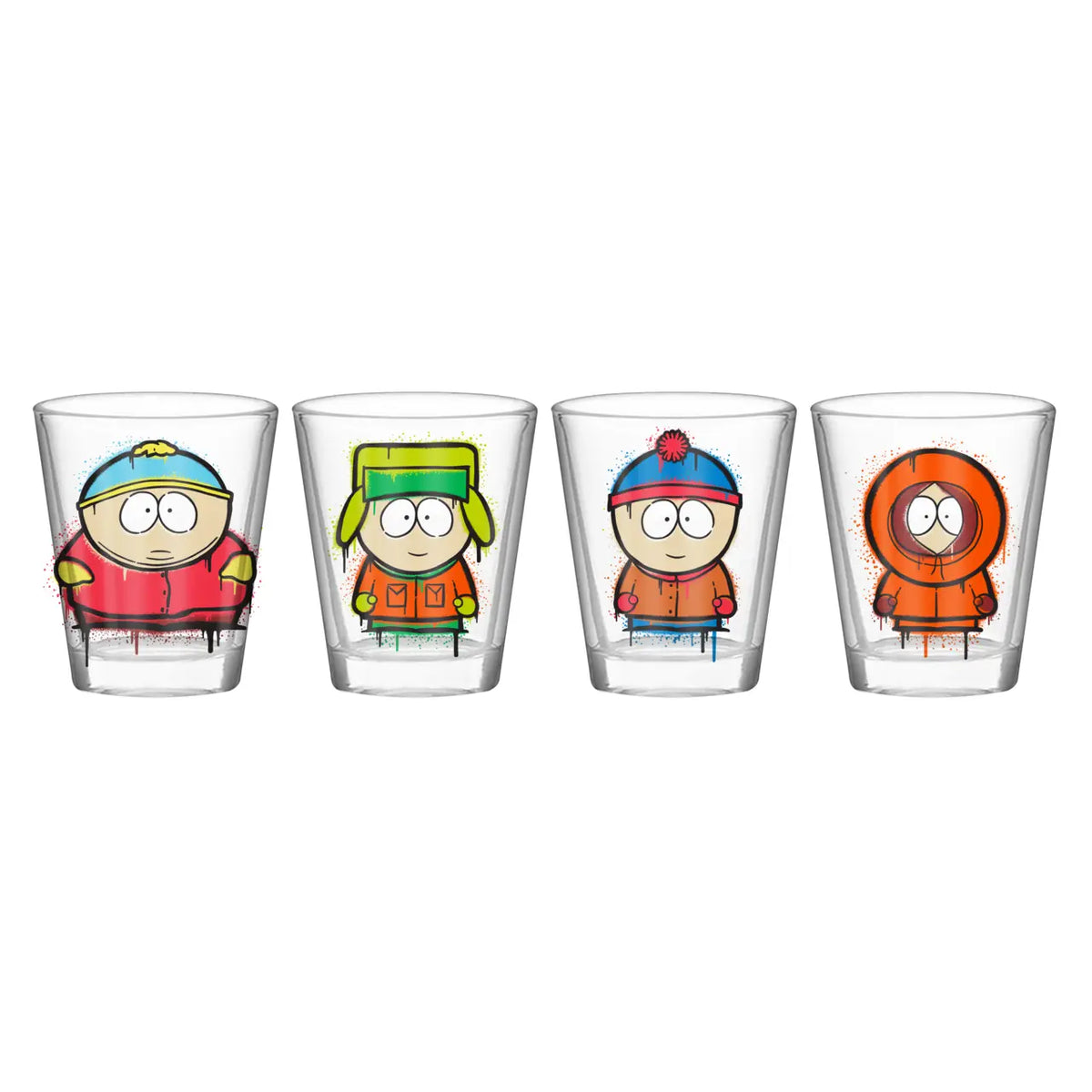 South Park Graffiti Characters Boxed 4pc. 1.5oz. Mini Glass