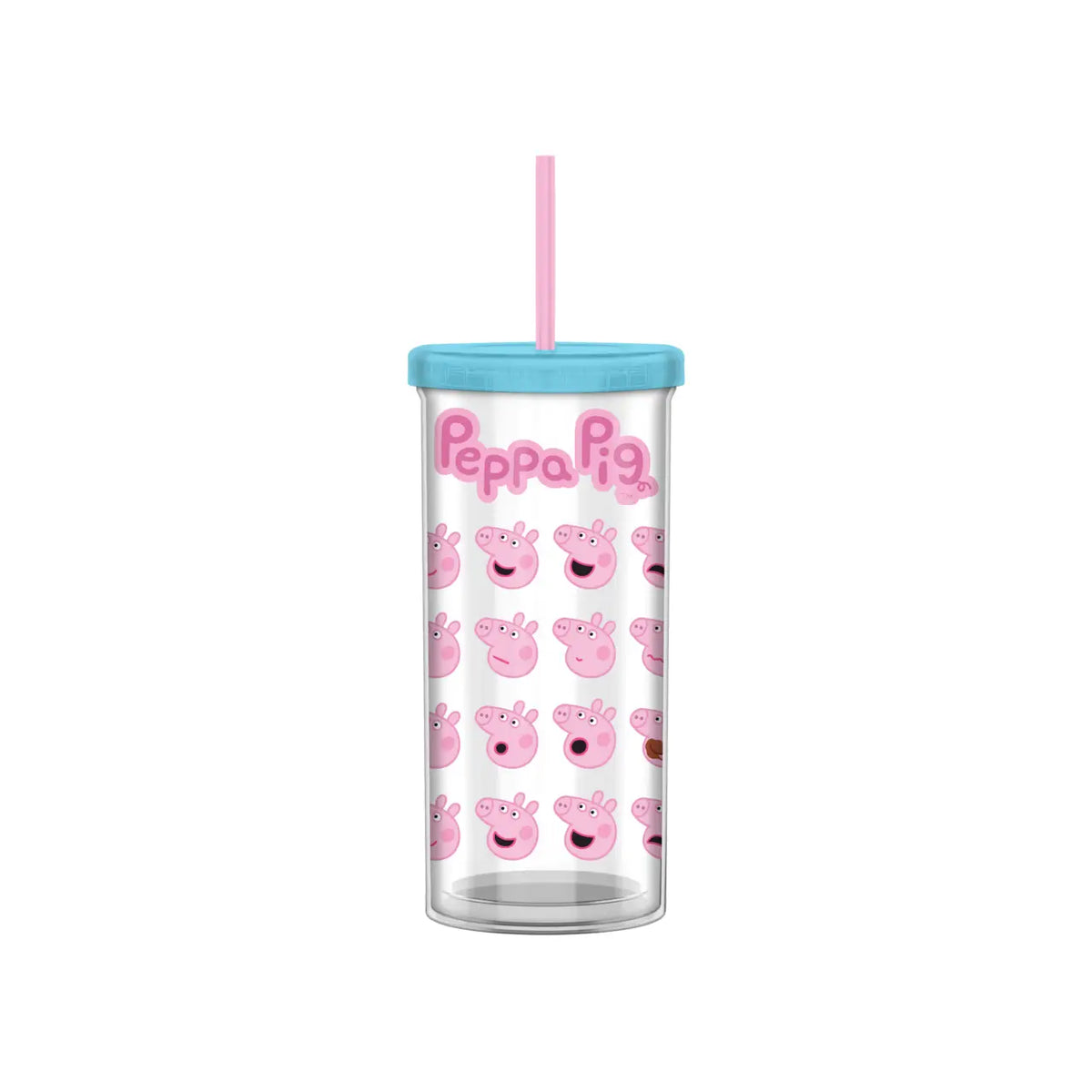 Peppa Pig Faces Stacked 20oz Plastic Tall Cold Cup w/ Lid