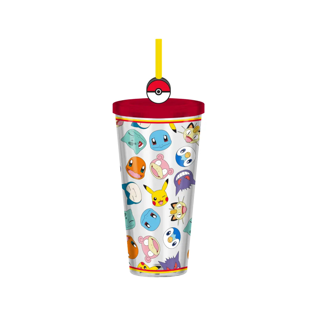 Pokemon Multi Character Head Toss Aop 24oz Plastic Cold Cup