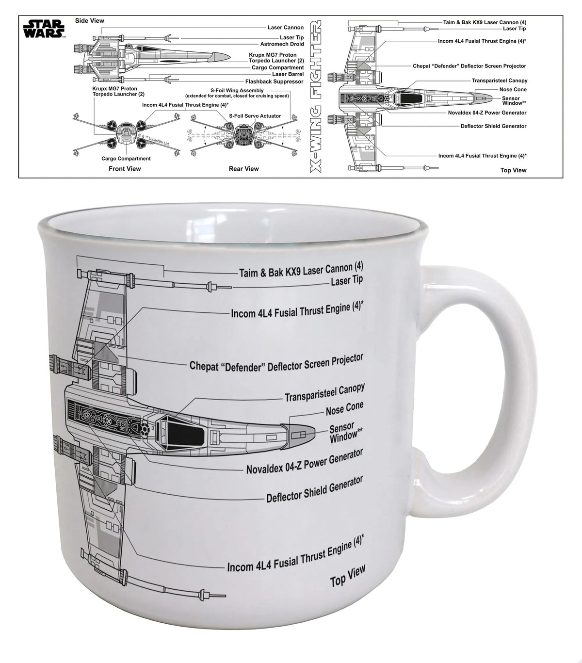 Star Wars- X-Wing Blueprint Camper Mug