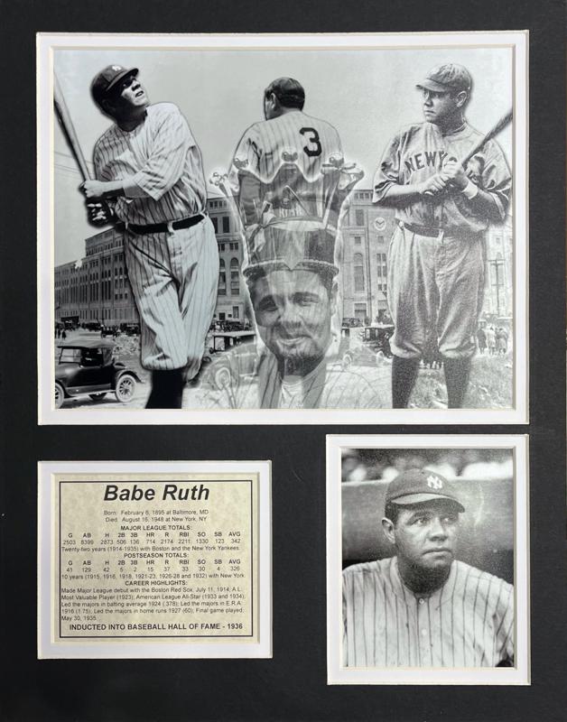 Babe Ruth Collage 11x14 Matted Photos
