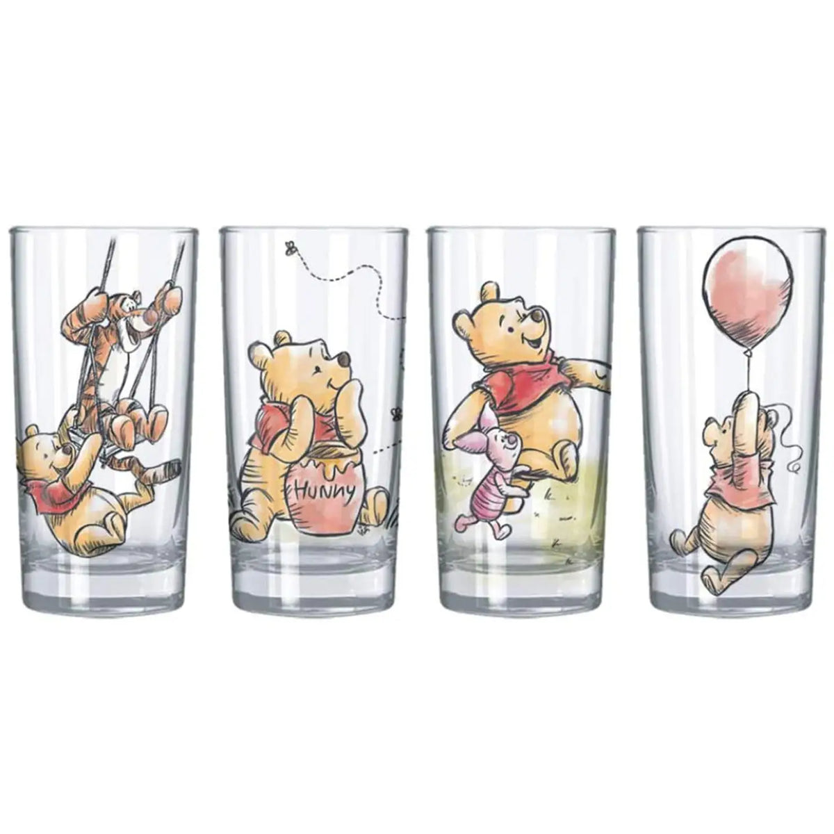 Winnie the Pooh 4 Piece 10 oz Tumbler Glass Set
