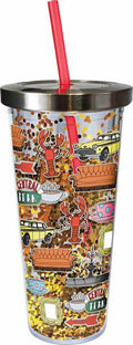 Friends Glitter Cup w/ Straw