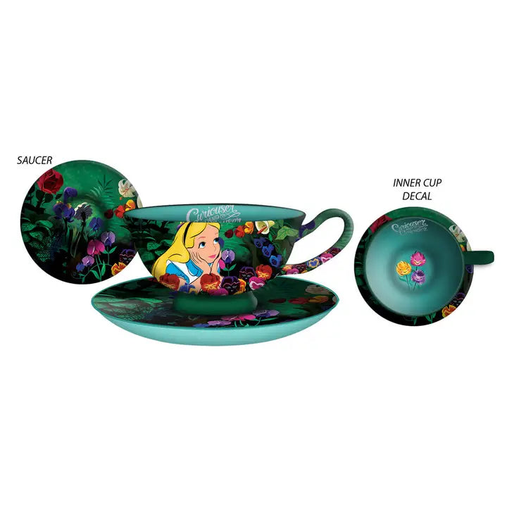 Alice in Wonderland 12 oz Ceramic Tea Cup & Saucer Set
