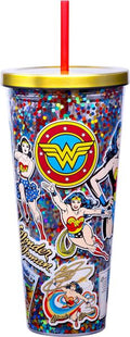Wonder Woman 32 oz. Glitter Cup + Straw