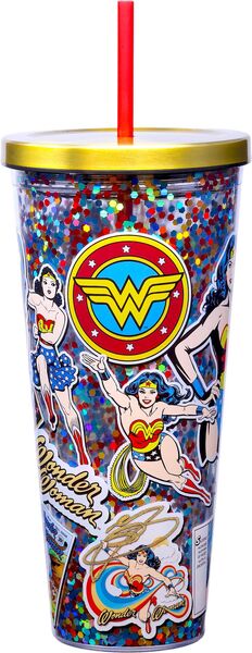 Wonder Woman 32 oz. Glitter Cup + Straw