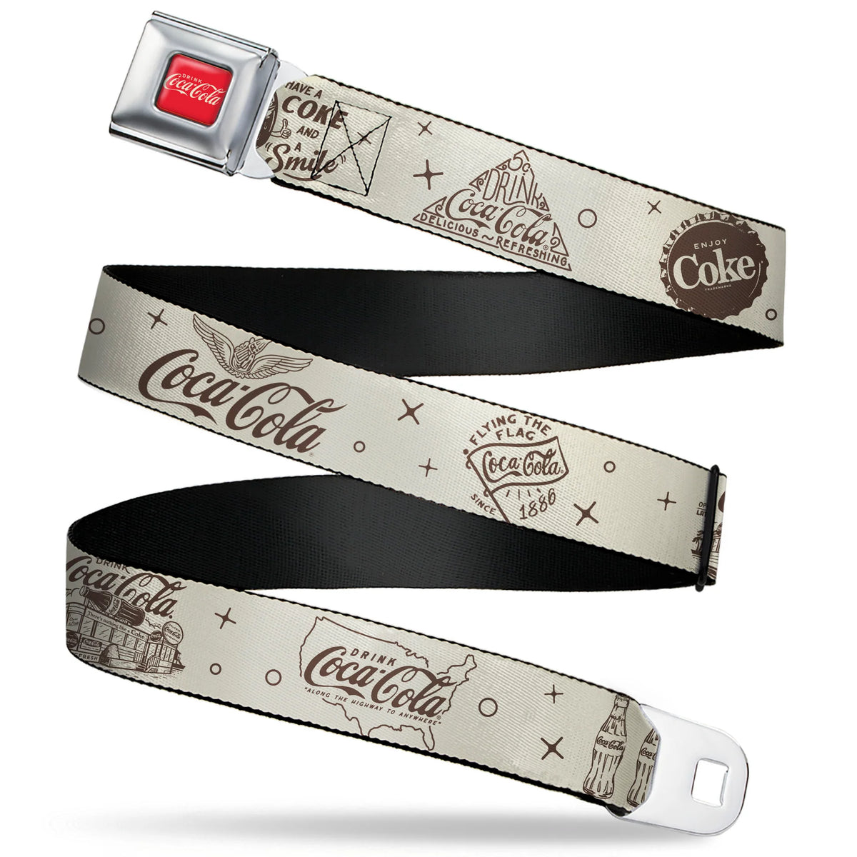 Vintage Coke Ads Seatbelt Belt