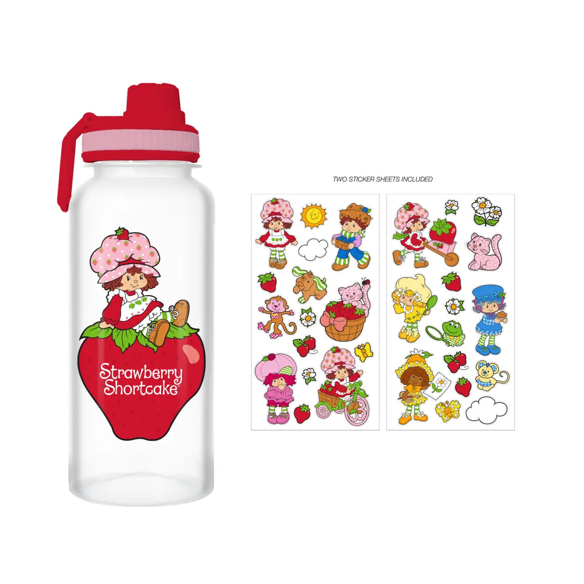 Strawberry Shortcake 32oz Plastic Water Bottle W Sticker Set