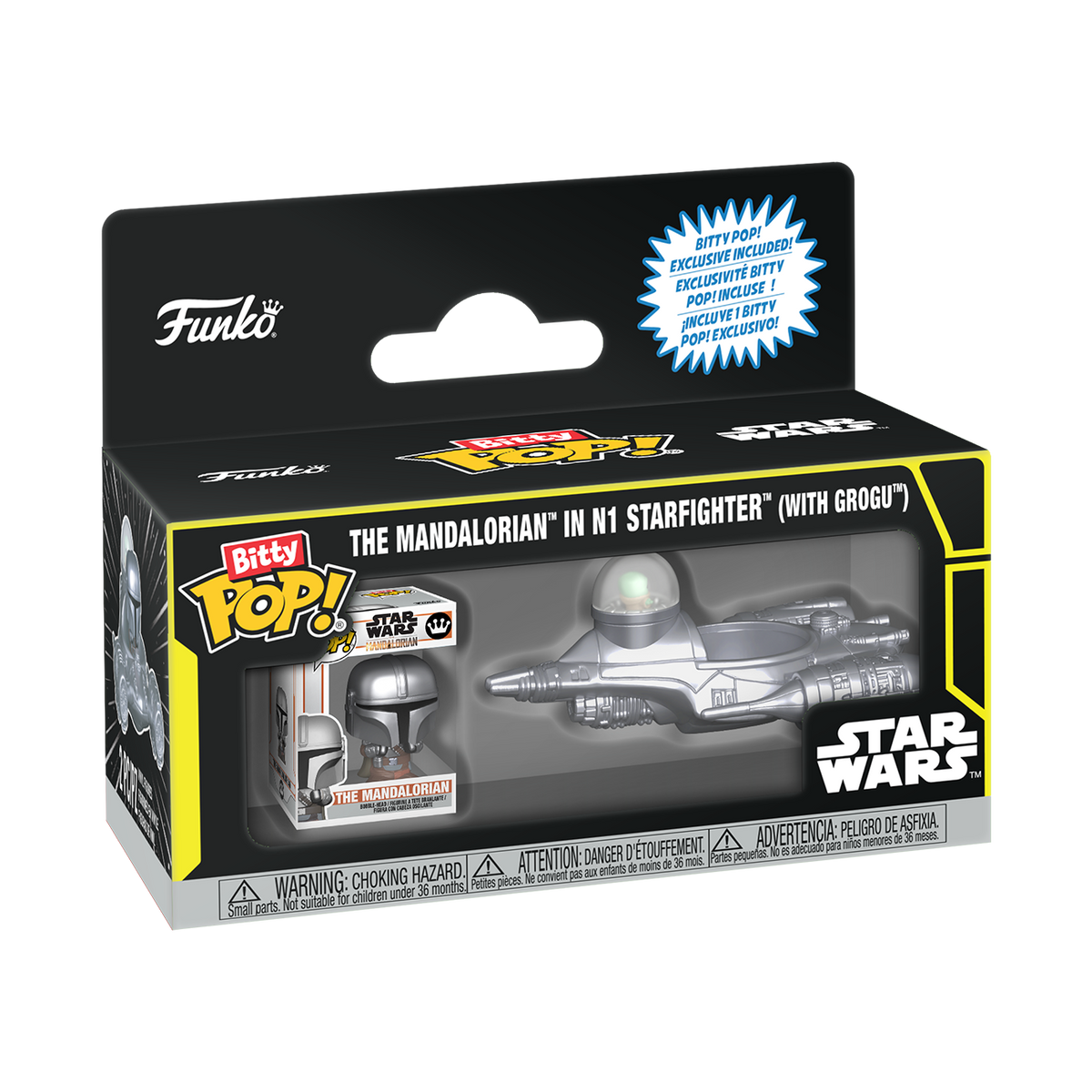 Star Wars: The Mandalorian- The Mandalorian in N1 Starfighter (with Grogu) Bitty Pop! Ride