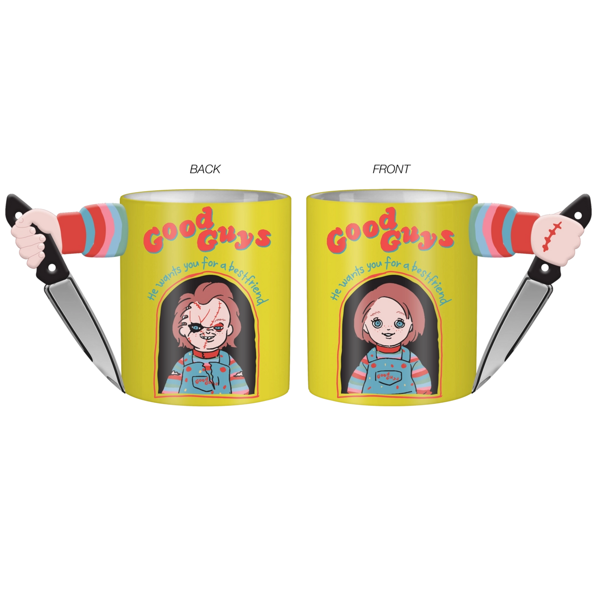 Chucky 2 Faces Electroplate 20oz Sculpted Handle Ceramic Mug