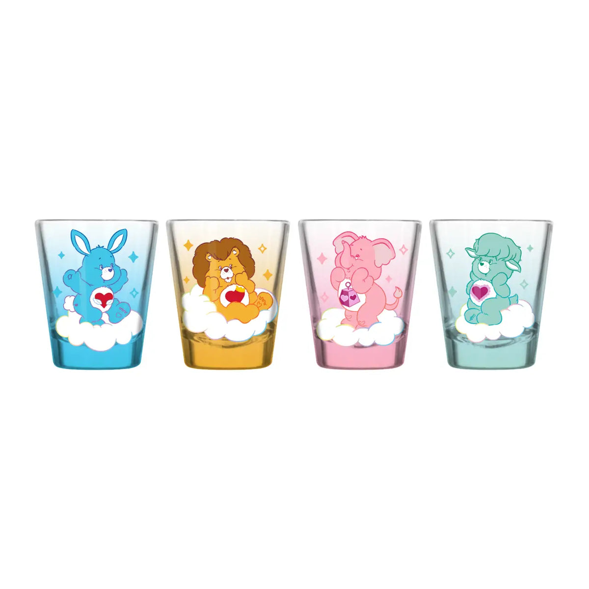 Care Bear Cousins Cloud Poses Ombre 4pc. 1.5oz. Mini Glass Set