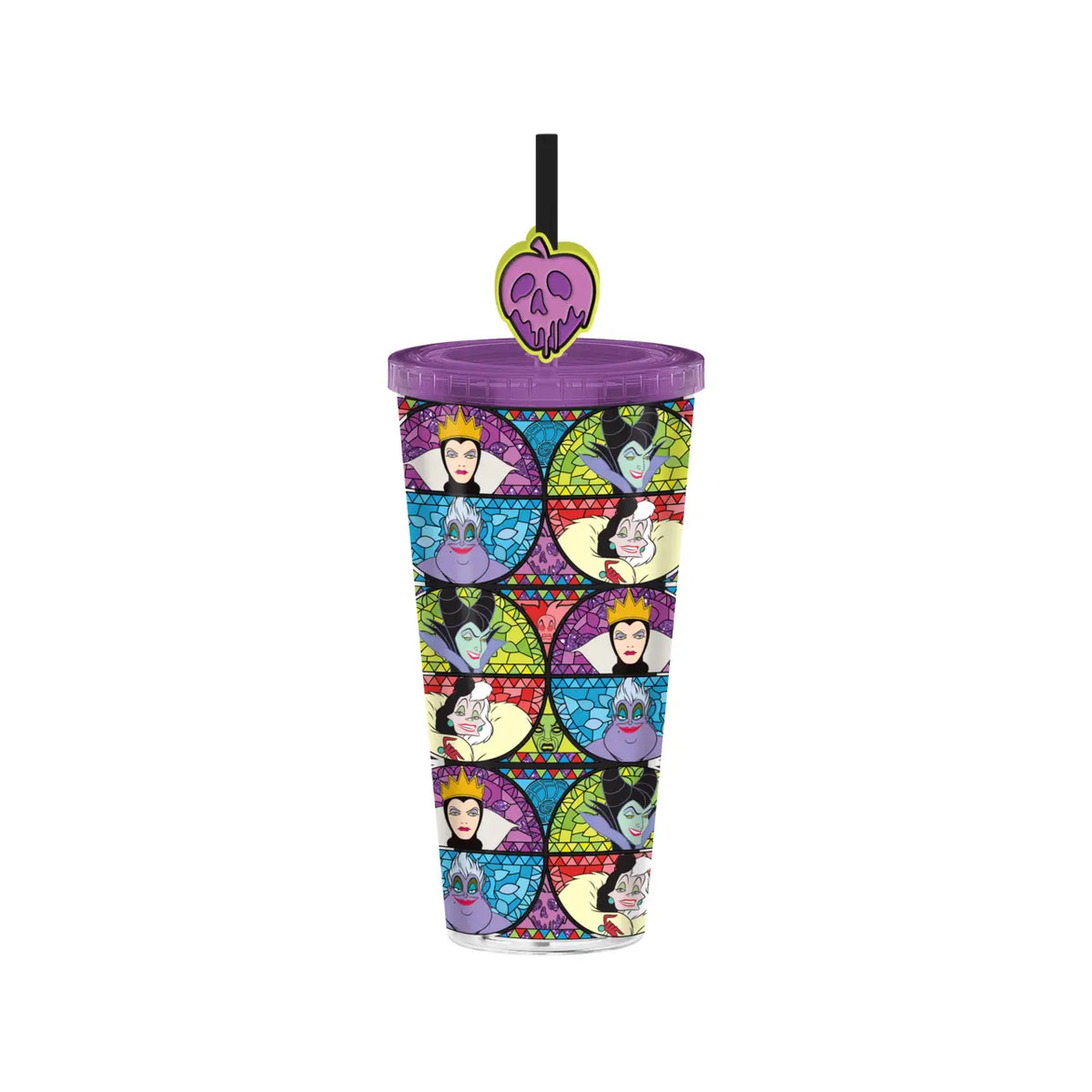 Disney Villain Stained Glass Glitter Cold Cup 24oz + Straw