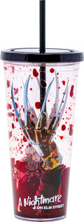 Nightmare on Elm Street- Freddy Blood Splatter Cup with Straw