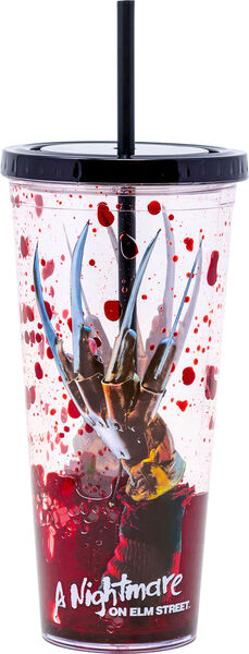 Nightmare on Elm Street- Freddy Blood Splatter Cup with Straw