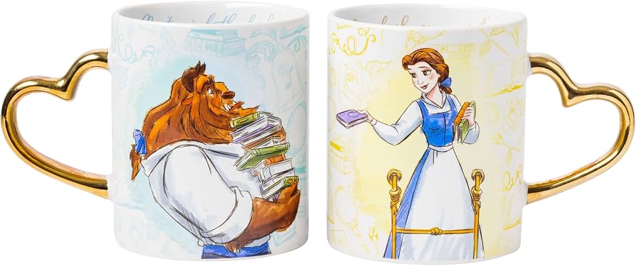 Beauty & the Beast Heart Shaped Handles Coffee Mug Set (2)