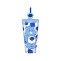 Grumpy Bear Pose Cloud Hearts Glitter 24oz Plastic Cold Cup with Straw