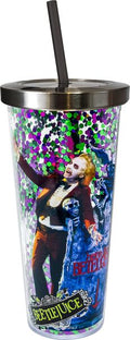 Beetlejuice Glitter Cup w/ Straw