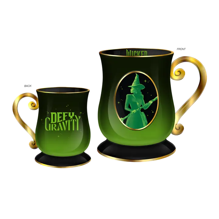 Wicked- Elphaba Green Defy Embossed Foil 17.5oz Footed Ceramic Mug