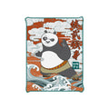 Kung Fu Panda Waves w/ Chinese Text Flannel Throw 45"x60"