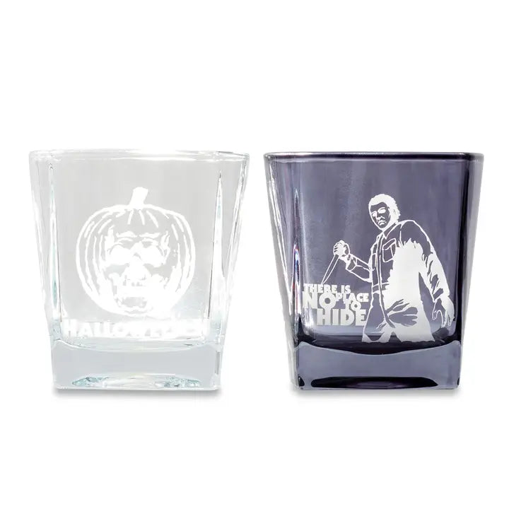 Halloween II Michael Myers 2pc Etched 9oz Rocks Glass Set