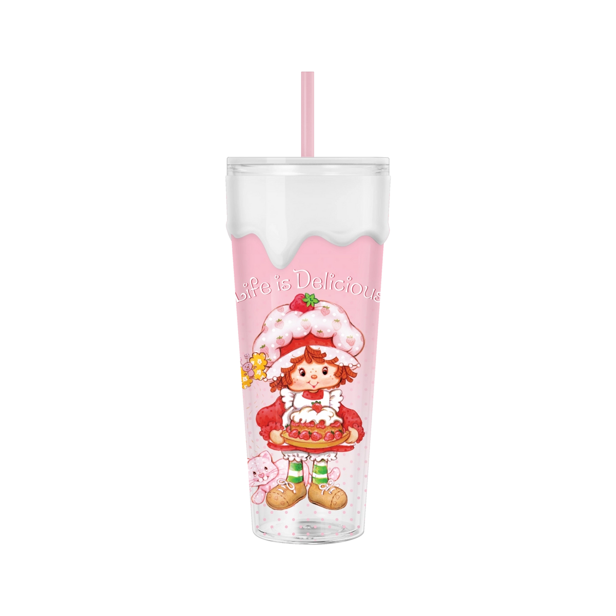 Strawberry Shortcake Life Is Delicious  26oz Drip Plastic Tumbler with Straw