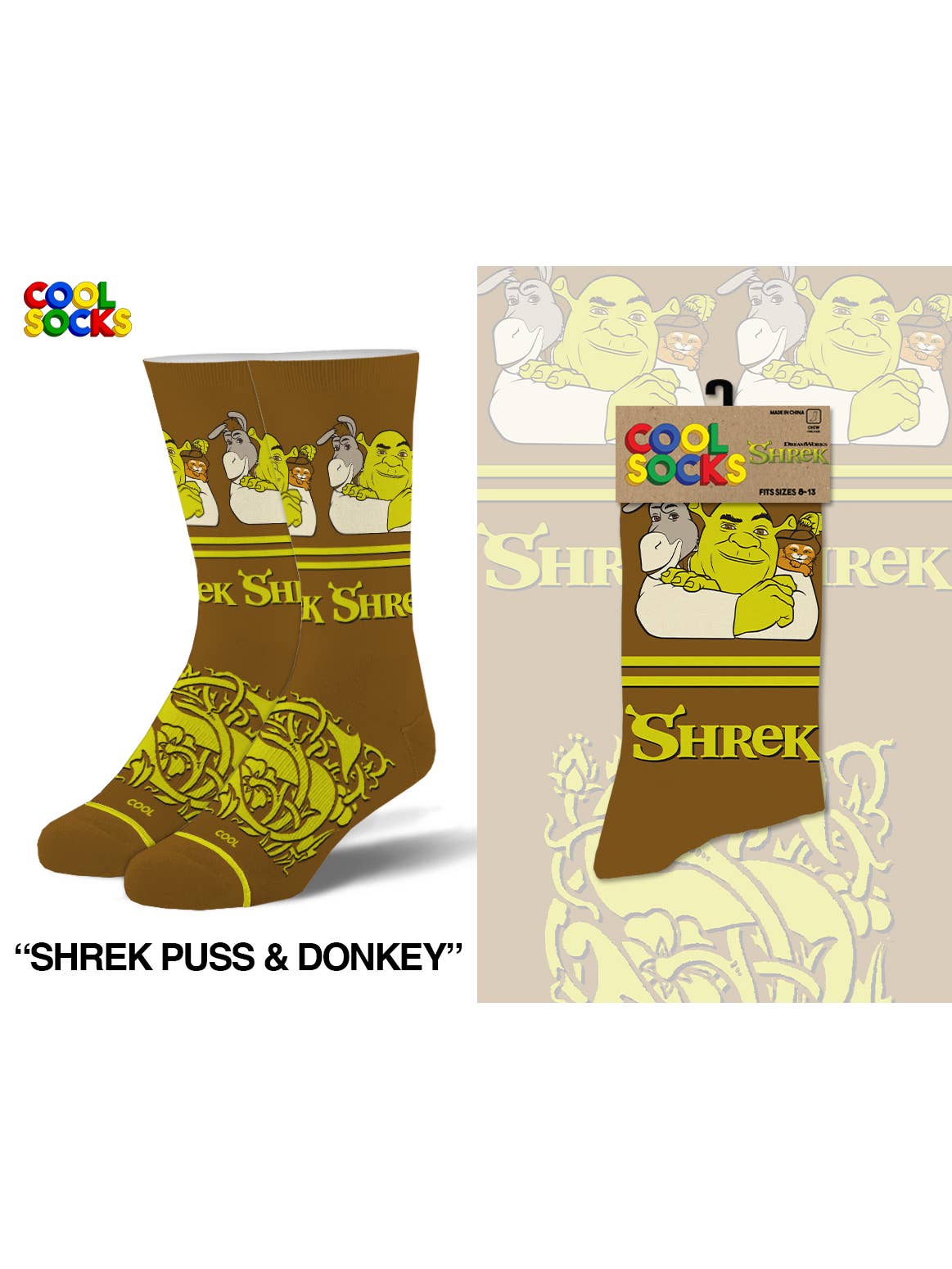 Shrek, Donkey & Puss Socks