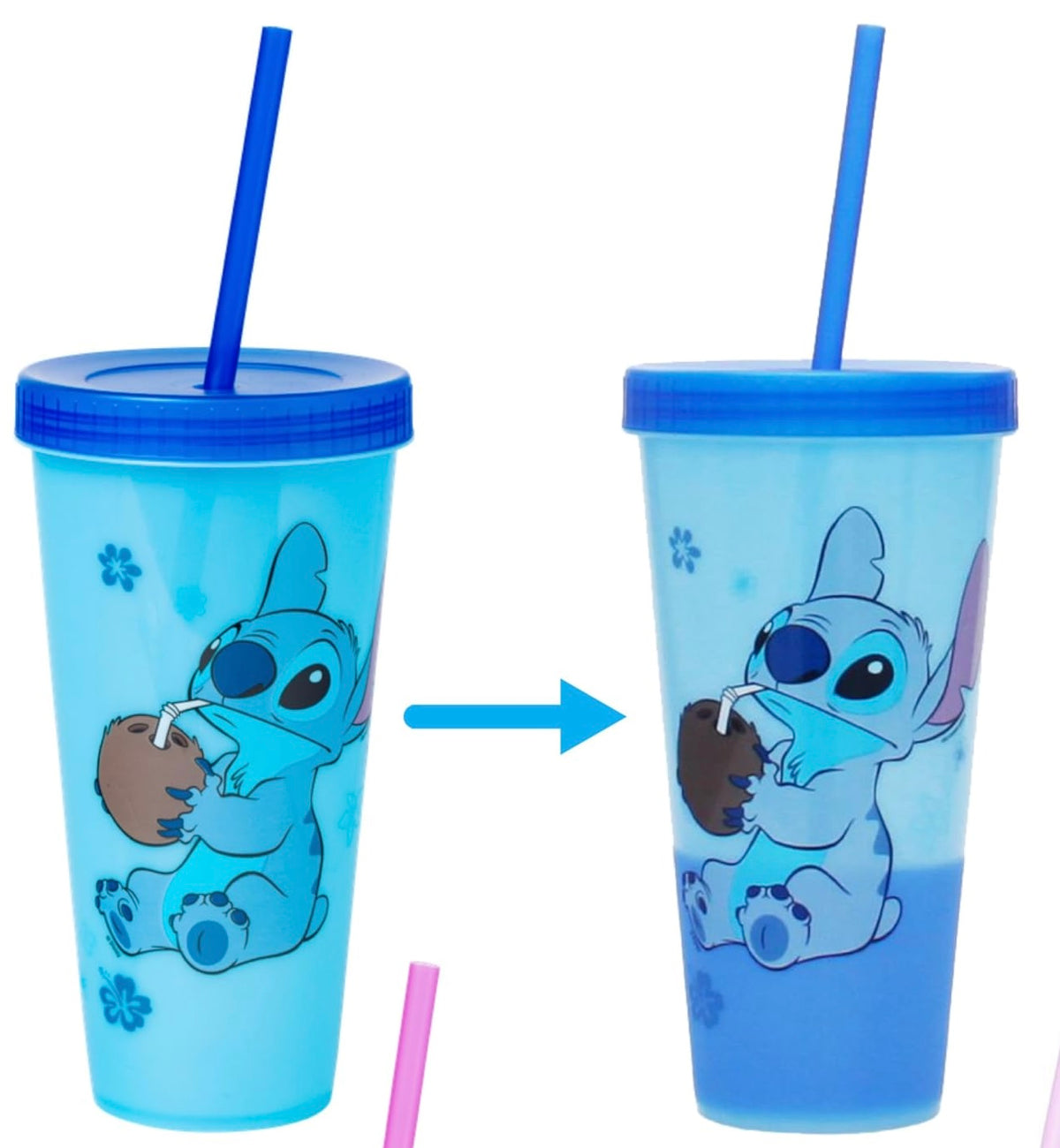 Lilo & Stitch- Stitch 24 oz. Color Change Plastic Cup with Straw