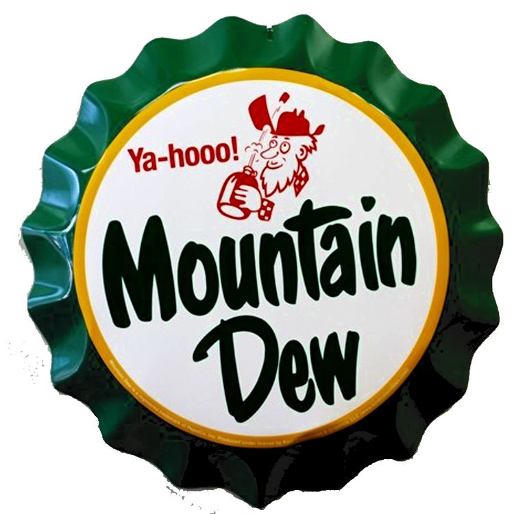 Mountain Dew - Molded Bottle Cap Sign