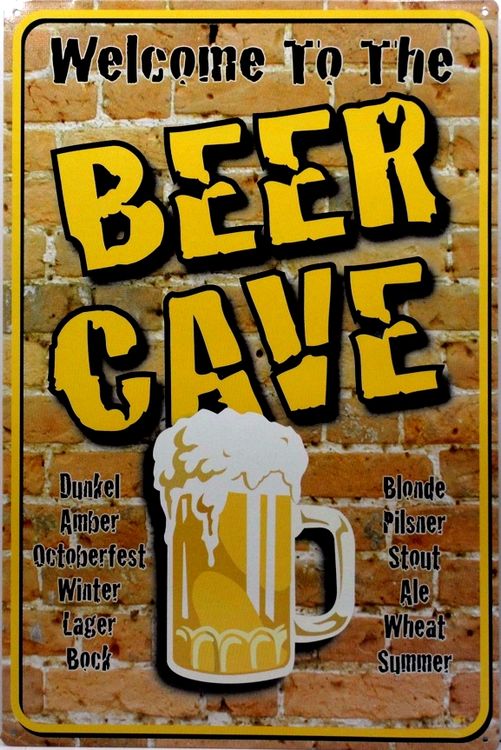 Beer Cave Tin Sign