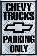 Chevy Truck Parking Only Sign Diamond Plate