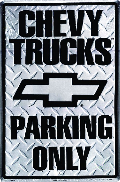 Chevy Truck Parking Only Sign Diamond Plate