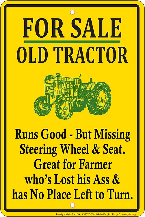 Old Tractor Aluminum Sign